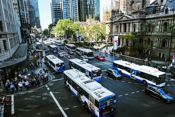 George Street in October 2015 before it was closed for construction of the light rail.