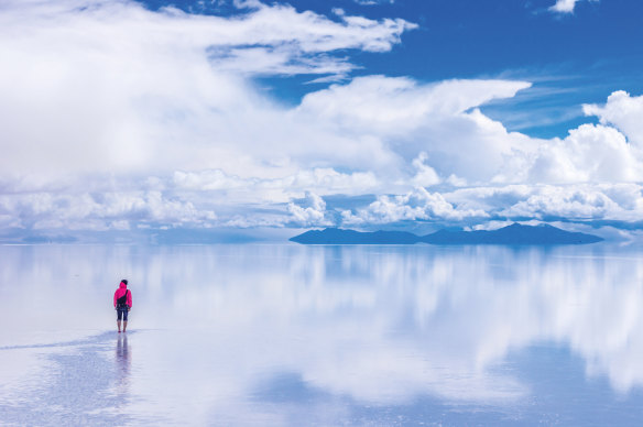 Salar de Uyuni, Bolivia. During the wet months, a thin sheet of water covers the region’s salt flats, creating a wondrous mirror-like reflection of the sky.