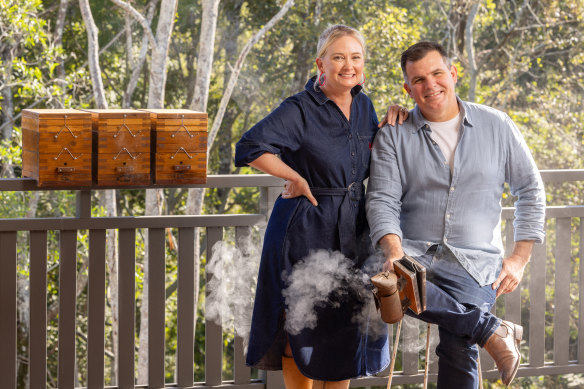 Megan Daley and Murray Arkadieff at their home west of Brisbane. “It felt good to talk; I’d felt so alone. The only widows I knew were in their 80s,” says Daley.