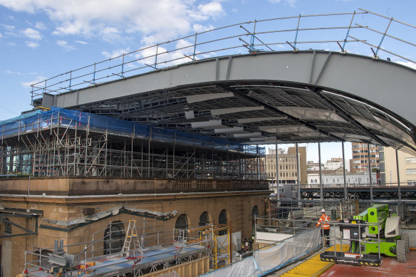 The roof of the Northern Concourse under construction.