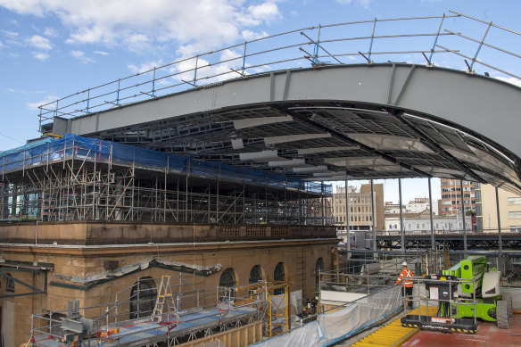 The roof of the Northern Concourse under construction.