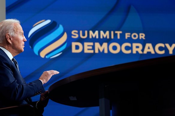 US President Joe Biden speaks  during the two-day virtual summit.