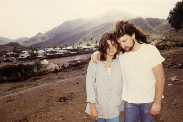 With wife, Ali, in the 1980s. “I think in relationships somebody is in charge at some point, but you swap,” Bono says. “It’s a relay race.”