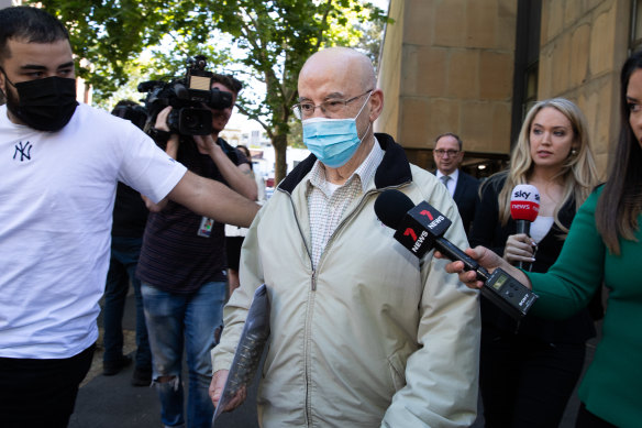 Former Labor minister Eddie Obeid leaving Darlinghurst court on bail.