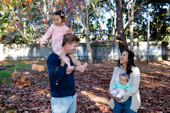 Hugh and Hanako Stump’s youngest daughter, now six months, was born with CMV infection and profound hearing loss.