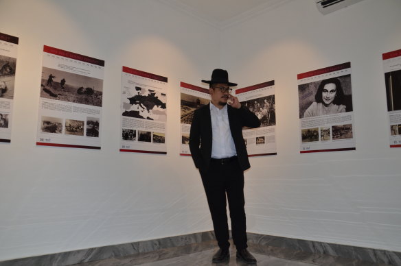 Baruch at the synagogue in Tondano, where he has established a Holocaust museum.