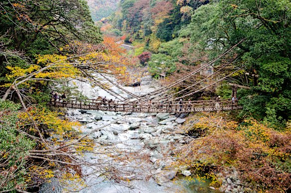 Iya no Kazurabashi, the historic vine bridge in the Iya Valley on the island of Shikoku.