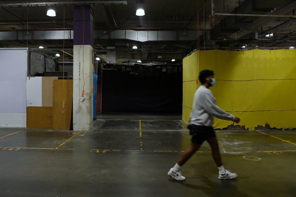 Empty stall spaces in Paddy’s Market in Haymarket.
