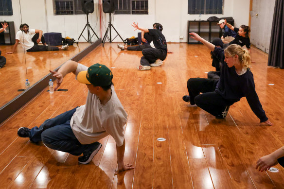 B-boy Kohey, my new tracksuit pants and I in studio 3 of Crossover Dance Studios in Sydney.