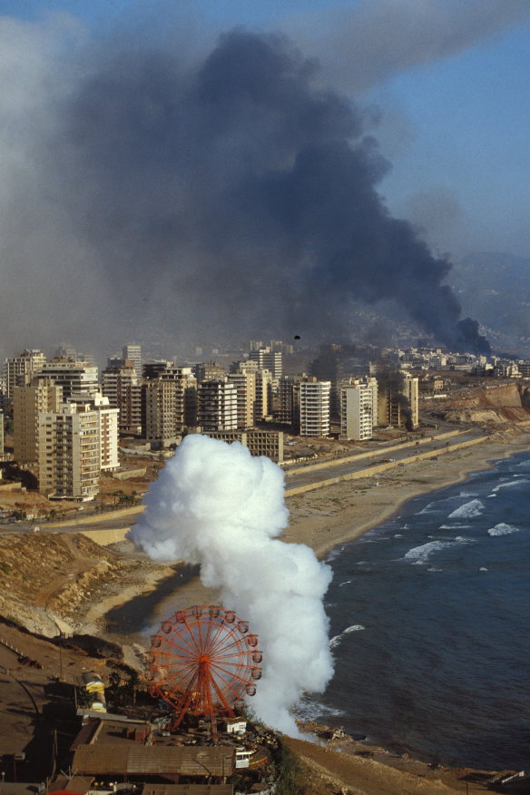 Beirut is bombed by Israeli forces during war in 1982. 