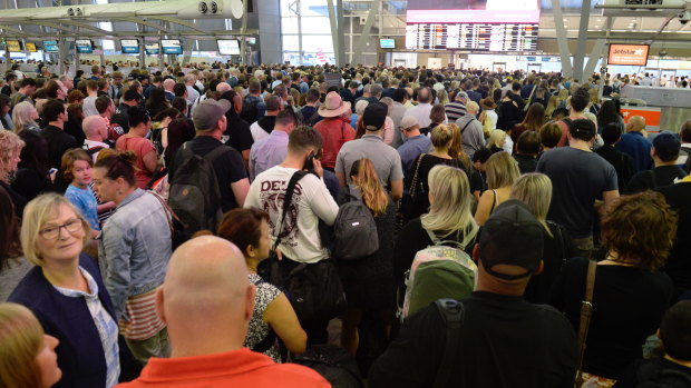 Thousands of passengers were stuck in the check-in section of the domestic terminal after the technical issue.