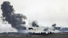 Smoke rises following an Israeli airstrike in the Gaza Strip, as seen from southern Israel.