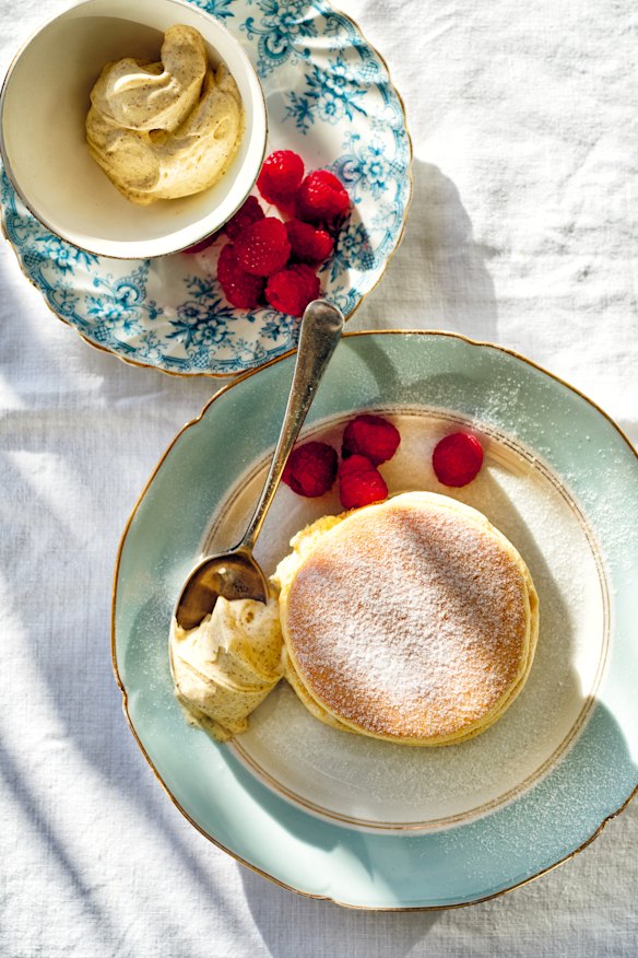 Souffle pancakes are an excellent excuse to eat whipped brown butter and berries.