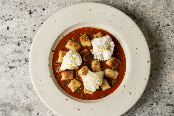 Gno-bbokki with Tete de Moine cheese ruffles.