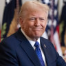 President Donald Trump pauses while speaking in the White Hosue on Wednesday.