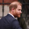 Prince Harry, Duke of Sussex, arrives at court in London on Monday.