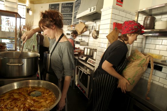 Elliott-Howery and Edwards making pickled pears in 2012 at the original Marrickville Cornersmith. 