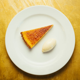 Lemon tart with creme fraiche. 