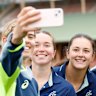 Ahead of their respective world cups, Annabelle Codey and Ashleigh Gardner (centre) and their teams meet in North Sydney Oval.