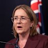 Premier Jacinta Allan holds a press conference to announce changes to Victoria’s firearm laws on Monday.