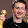 Timothée Chalamet with his Golden Globe. Will he win the Oscar? At this point, who knows?