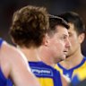 West Coast coach Andrew McQualter during Saturday night’s loss to Collingwood at Marvel Stadium.