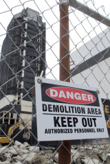 Before its demolition, chunks of the building had begun falling off and crashing to the ground.