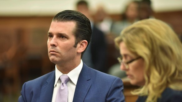 Donald Trump jnr appears in court for a hearing in his divorce case in New York in July.