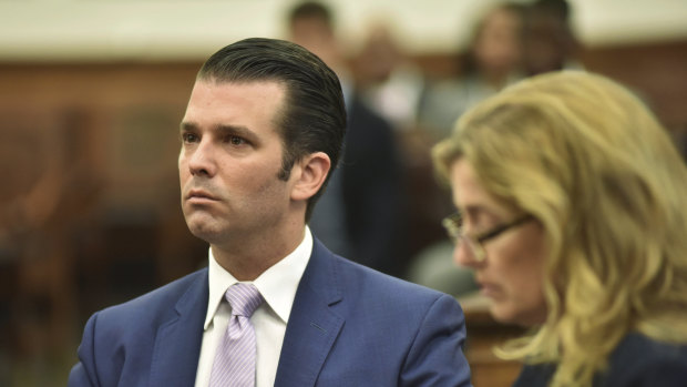 Donald Trump jnr appears in court for a hearing in his divorce case in New York in July.