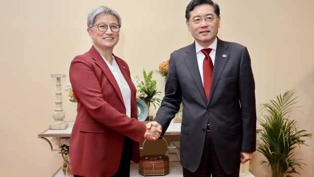 Penny Wong with her Chinese counterpart Qin Gang.