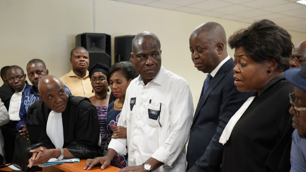 Congo opposition candidate Martin Fayulu, centre.