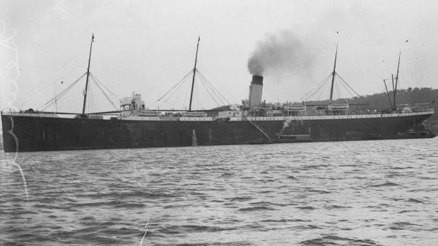 Butler sneaked on board the HMAT Suevic, pictured here in Sydney Harbour circa 1930, and hid in a lifeboat, before being discovered out at sea two days later.