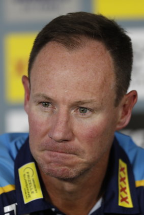 Gold Coast Titans coach Justin Holbrook after the loss to the Cowboys.
