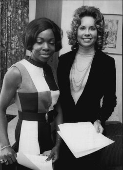 Pan Am air hostesses: Sharon Taylor (left) and Cathy Cray. July 20, 1972.