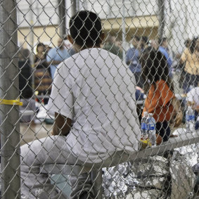 Immigrant children held in a detention centre. 
