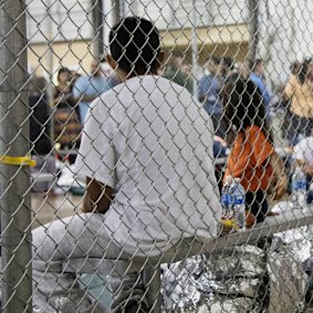 Immigrant children held in a detention centre. 