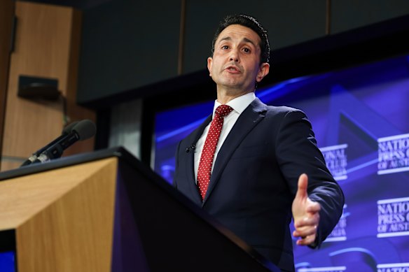 Queensland Premier David Crisafulli during an address to the National Press Club