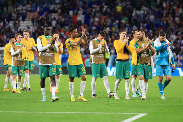 Socceroos players after their loss to France.