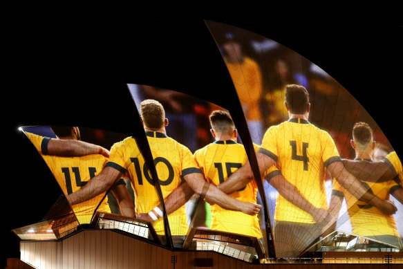 Sydney Opera House was lit up with images of the Wallabies as part of Australia’s 2027 Rugby World Cup bid launch on Thursday night.