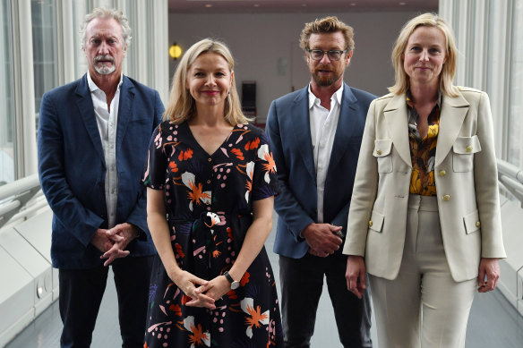 Actors Bryan Brown, Justine Clarke, Simon Baker and Marta Dusseldorp at Parliament House on Tuesday.