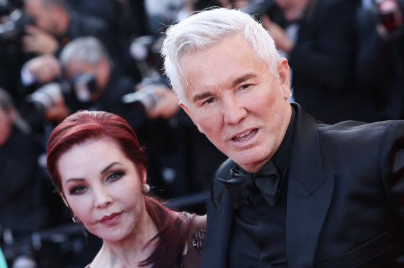 Priscilla Presley and Baz Luhrmann attend the premiere of Elvis at this year’s Cannes Film Festival in May.