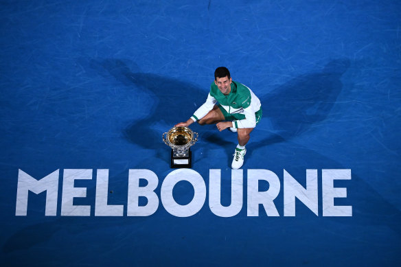 Novak Djokovic is right at home on Rod Laver Arena.