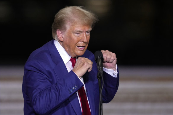 Donald Trump speaks during a campaign event at Alro Steel in Michigan on Thursday.
