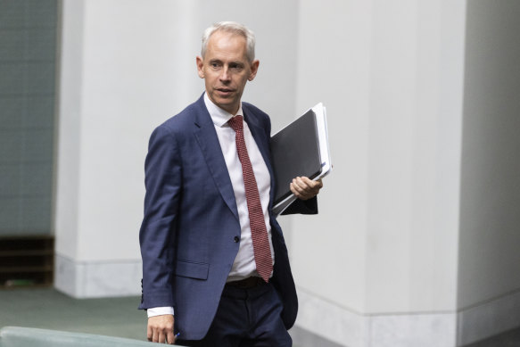 Immigration Minister Andrew Giles arrives for question time today.