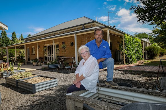 Christine and Gordon Ogilvie outside their Upper Plenty home, which they rebuilt after it was gutted on Black Saturday. 