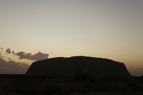 Uluru at sunrise on Friday.