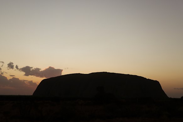 Uluru at sunrise on Friday.