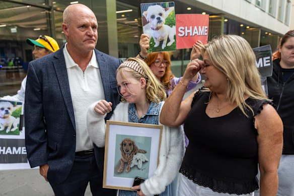 Millie’s owners Janine and Marcus Wood (seen with daughter Lily) were left  distraught by the sentence. 