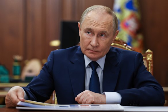 Presiden Rusia Vladimir Putin di Kremlin di Moskow pada hari Selasa.