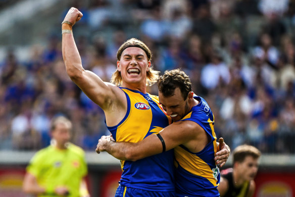 Eagles celebrate a goal.